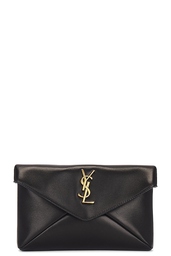 【海外輸入】 Saint Laurent SMALL CALYPSO POUCH ポーチ - Noir | FWRD バッグ