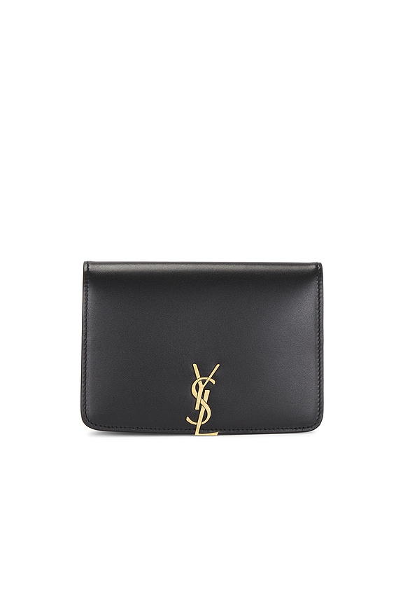 SAINT LAURENTウォレットケース CASSANDRE MATELASSÉ coin card wallet in lambskin in Black | Saint