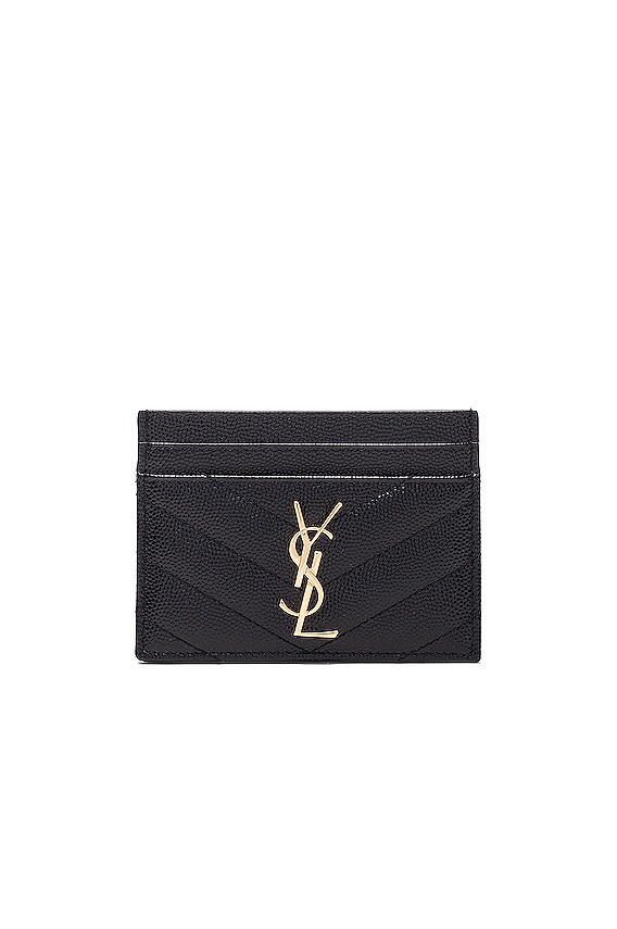 24AW new/Saint Laurent YSLパスポートホルダー Holder Black Saint Laurent Card Case in Fir Leaf | FWRD