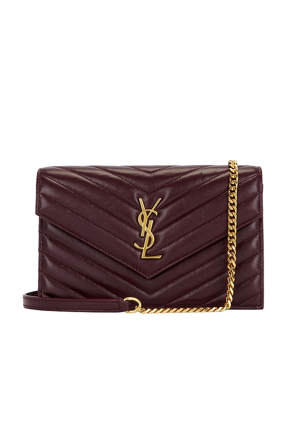 Saint Laurent Cassandra Envelope Chain Wallet Bag in Noir | FWRD