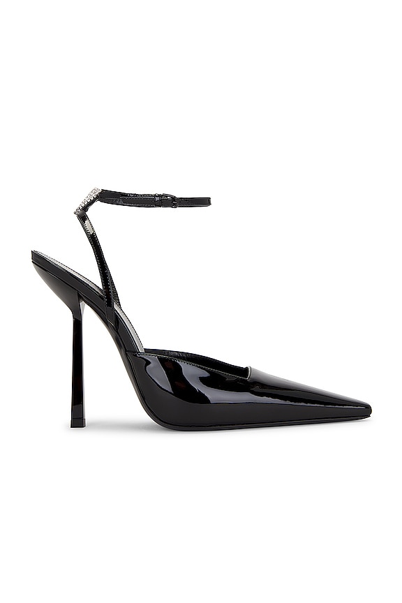 Jimmy Choo Saeda 100 Patent Leather Heel in Black & Crystal Jimmy Choo Saeda 100 Patent Leather Heel in Black & Crystal