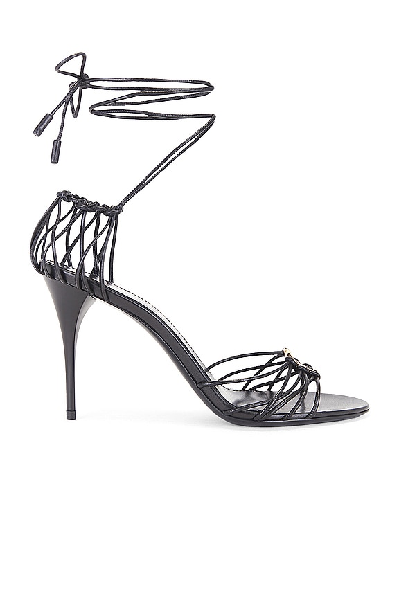 【関税&送料込】Saint Laurent Sandals Saint Laurent Cristal Chain Sandals in Nero | FWRD