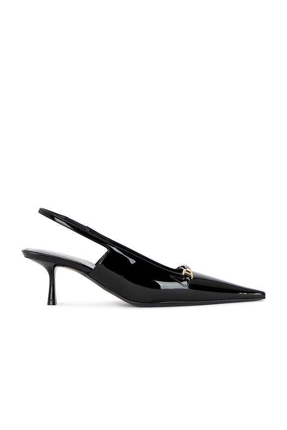 Miu Miu Logo Slingback Pump in Nero | FWRD Miu Miu Logo Slingback Pump in Nero | FWRD