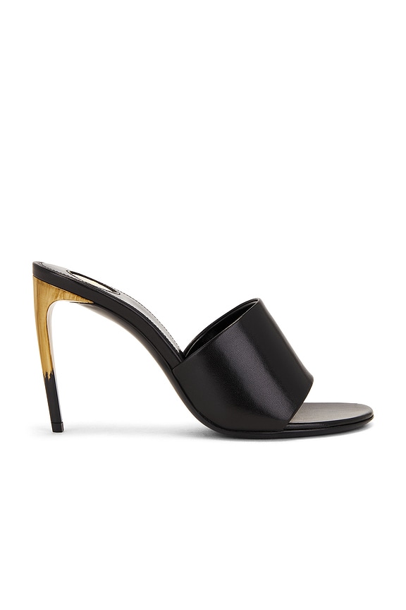 サンダル・ミュール AMINA MUADDI Black Leather Adut Sandals Amina Muaddi Black Adut Heeled Sandals Amina Muaddi