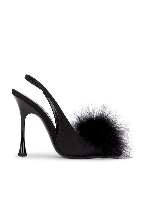 Aquazzura Mink Fur Purr 105 Mules in Black | FWRD