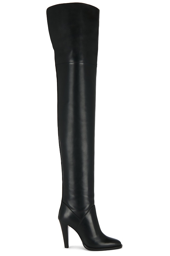 AMINA MUADDI Olivia Thigh High Nappa 95 Boot in Black | FWRD