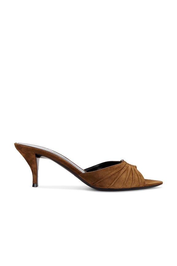 Manolo Blahnik Maysale 70 Suede Mule in Nude | FWRD