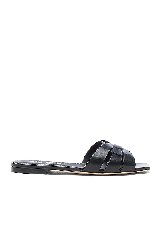 Valentino Garavani Roman Stud Flat Slides in Denim | FWRD
