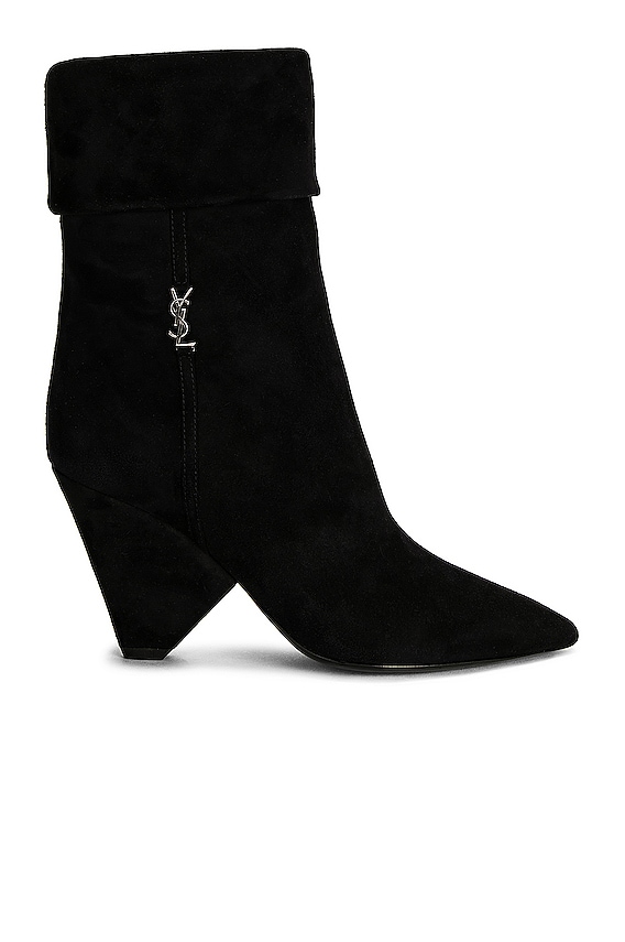 Saint Laurent Opyum 110 YSL Heeled Boots in Nero | FWRD