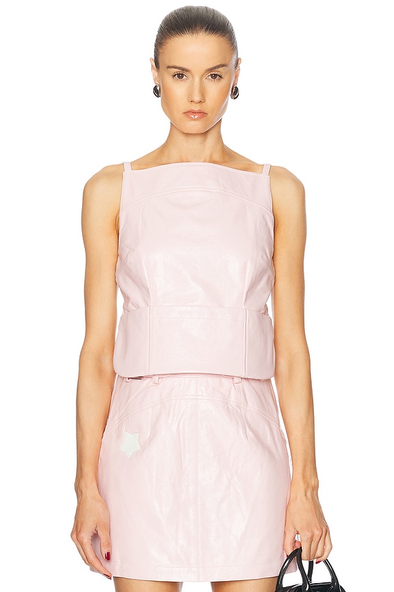 Sandy Liang Brando Top in Pink | FWRD