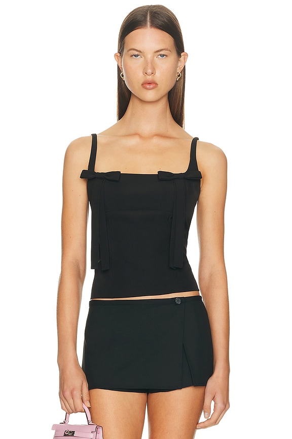 Sandy Liang Georgia Top in Black | FWRD