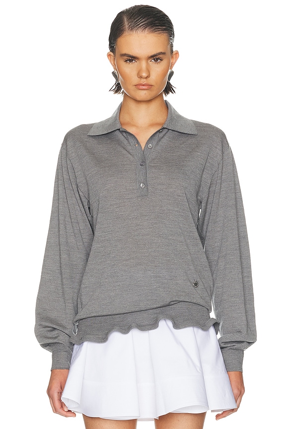 Miu Miu Half Zip Sweatshirt in Blue & Grigio | FWRD