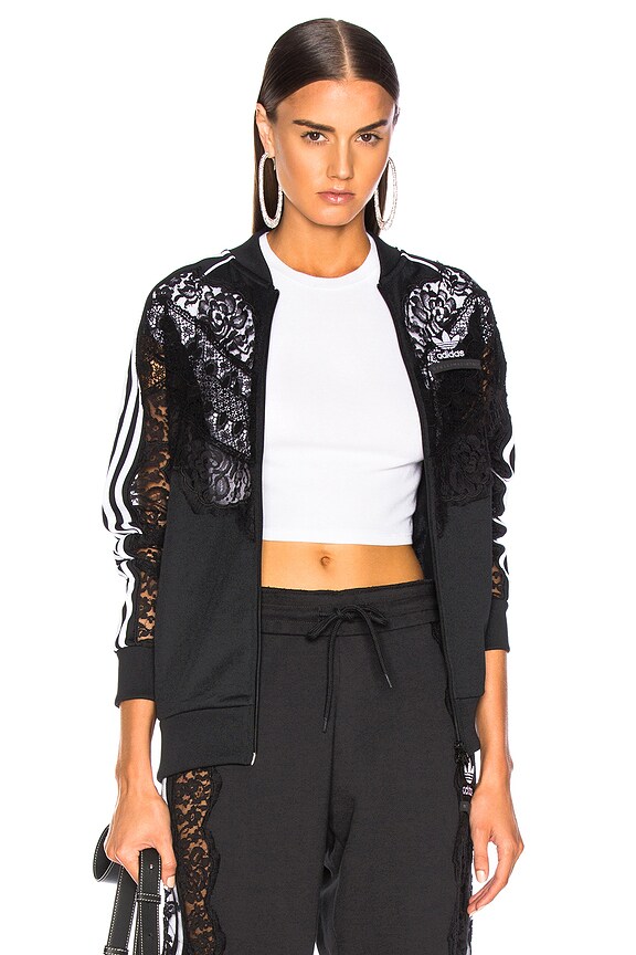 Stella McCartney x adidas Lace Trim Sweatpants in Black | FWRD