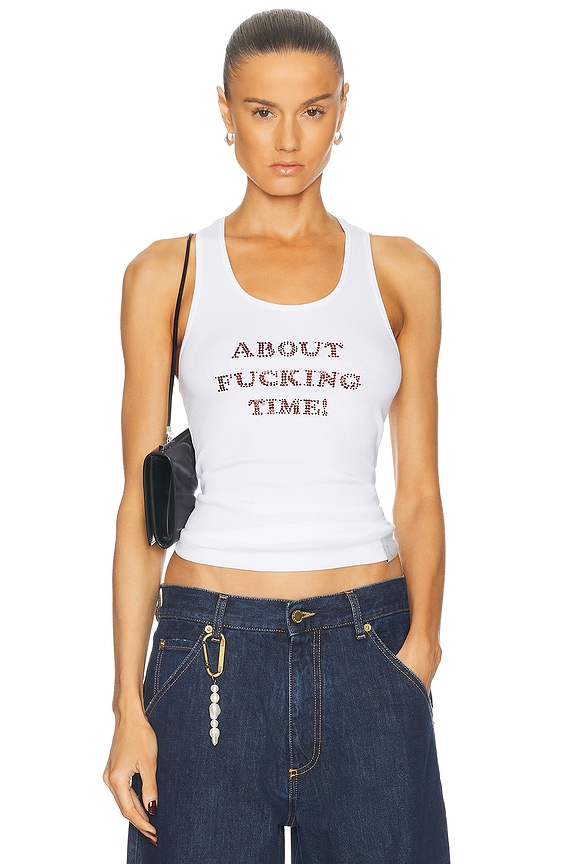 Jean Paul GAULTIER 40 ラインストーンエンブレムタンクトップ Jean Paul GAULTIER 40 ラインストーンエンブレムタンクトップ