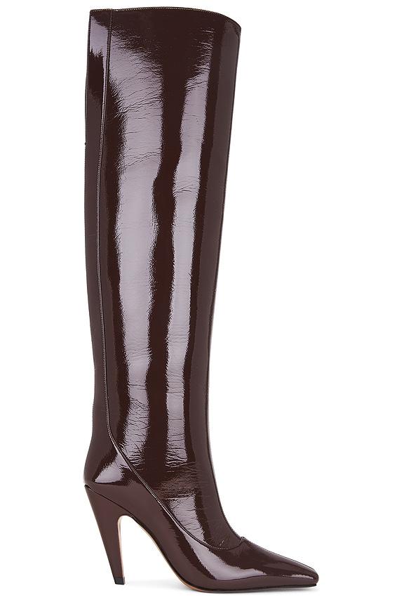 Fendi Cutwalk Check Knee High Western Boots in Grey | FWRD