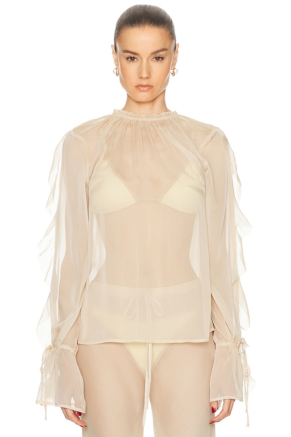 By Malene Birger Tralluman Blouse in Cobblestone | FWRD