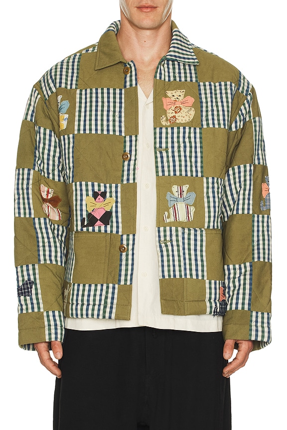 Craig Green Vibrating Floral Line Stitch Worker Jacket in Purple