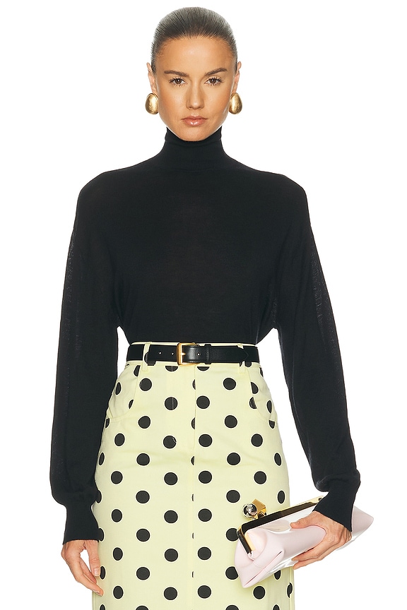 Alexander Wang Embroidered Cropped Mock Neck Sweatshirt in Black
