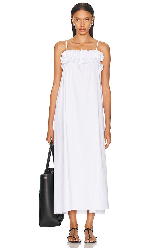 Ganni Stripe Cotton Dress in Daphne | FWRD