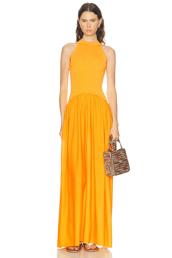SIMKHAI Ombre Halter Maxi Dress in Amber Ombre | FWRD SIMKHAI Ombre Halter Maxi Dress in Amber Ombre | FWRD