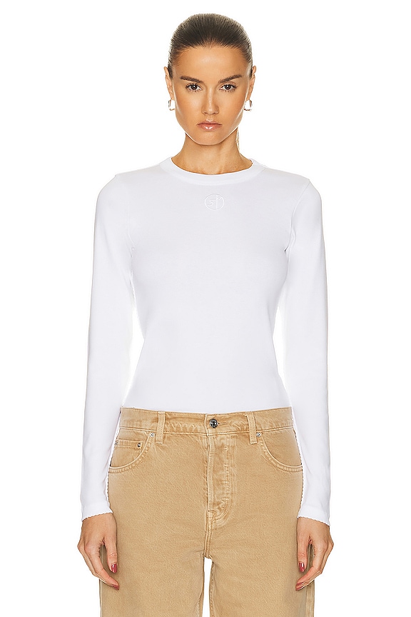 Peter Do Ribbed Long Sleeve T-Shirt in White | FWRD Peter Do Ribbed Long Sleeve T-Shirt in White | FWRD
