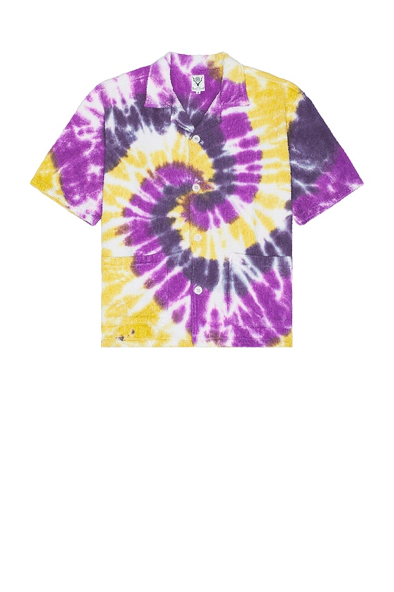 【関税込み】AMIRI ブルー Football トップス Amiri Tie Dye Knit Football Jersey Tee in Blue | FWRD