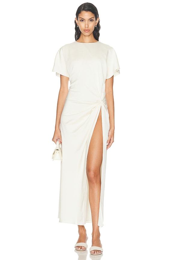 ワンピース [Toteme] Shantung Dress Totême - Bleached Sand Linen Slouch Waist Dress