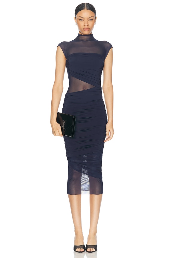 Enza Costa Silk Knit Sleeveless Twist Midi Dress in Dark Pewter | FWRD