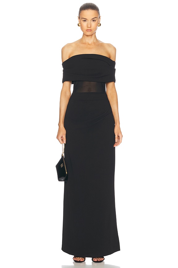 Sid Neigum Side Cutout Off Shoulder Dress in Black | FWRD
