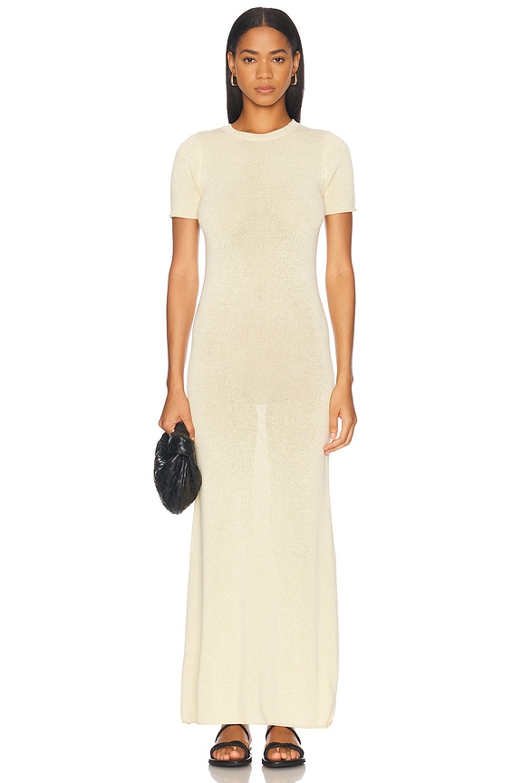 MONOT Turtleneck High Slit Dress in Yellow | FWRD
