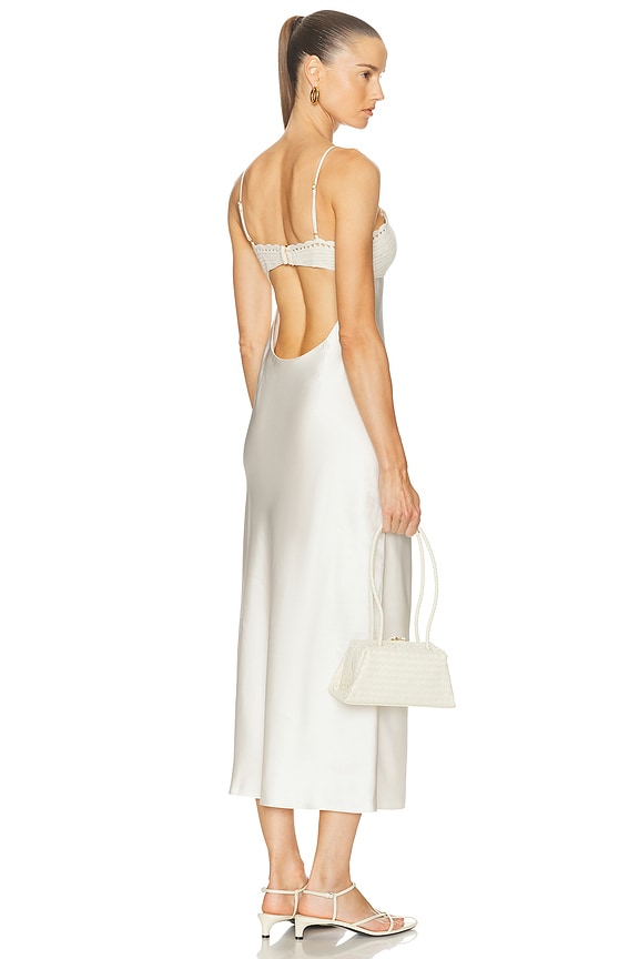 Magda Butrym Lace Up Back Slip Dress in Cream | FWRD