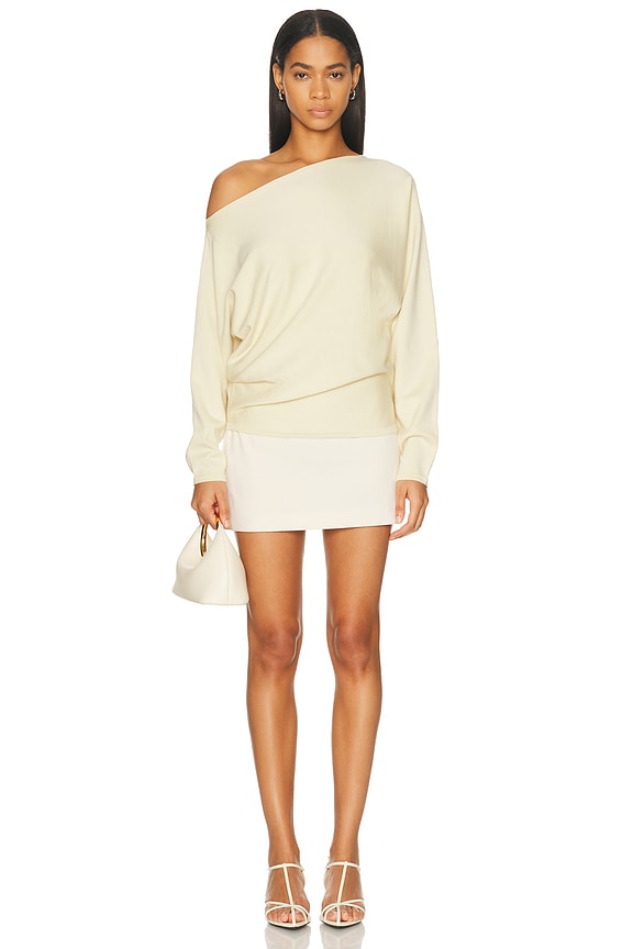 michelle mason one sleeve draped mini dress Michelle Mason One Sleeve Draped Mini Dress in Dijon