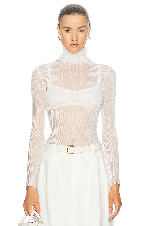 Raf Simons Vintage Knit Contrast Detail Sweater in Pearl | FWRD Raf Simons Vintage Knit Contrast Detail Sweater in Pearl | FWRD