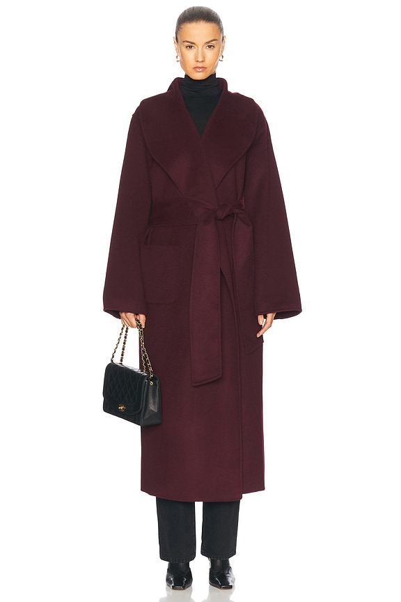 Helsa Italian Wool Blend Topcoat in Burgundy | FWRD