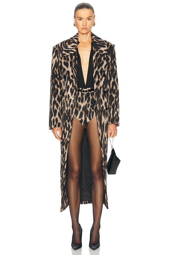 NILI LOTAN Rosalin Coat in Small Bronze Tiger Print | FWRD