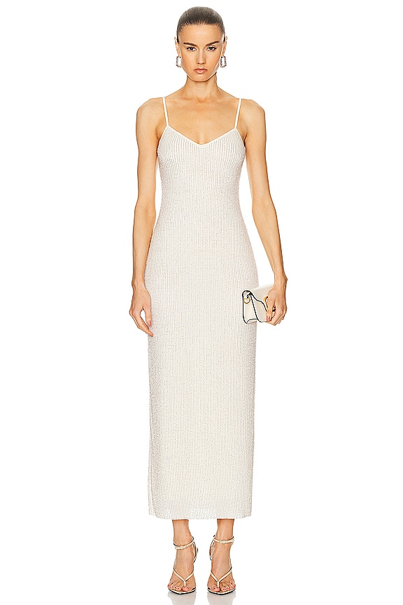 Toteme Twist Strap Crinkled Silk Dress in Overcast Beige | FWRD