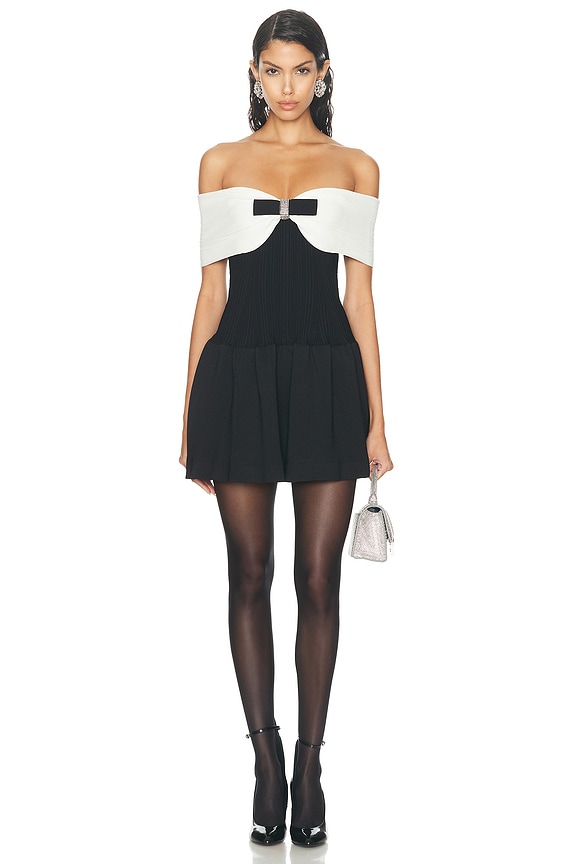 Matteau Shirred Peasant Mini Dress in Black | FWRD