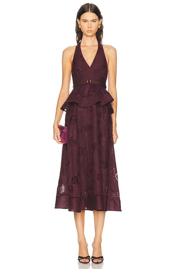 zimmermann waverly plunge midi dress Zimmermann Waverly Plunge Midi Dress in Pink Floral