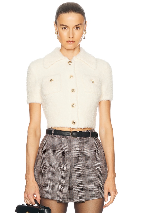 Alexander Wang Towel Cropped Gingham Cardigan in Cradle Pink