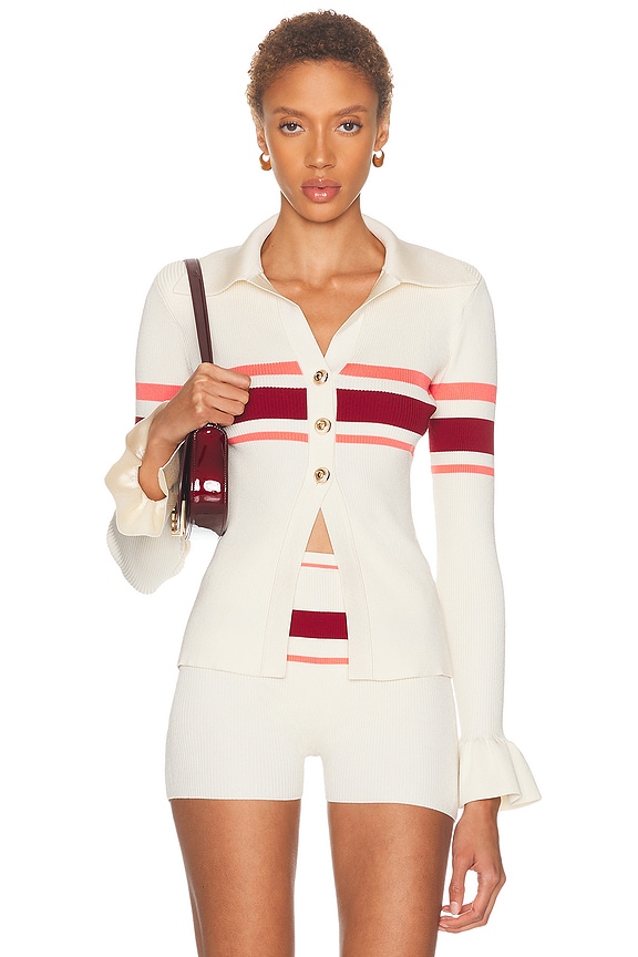 Miu Miu Striped Cardigan in Bleu & Rosso | FWRD
