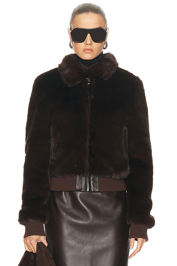 RTA Zip Hoodie Rabbit Fur Coat in Black | FWRD