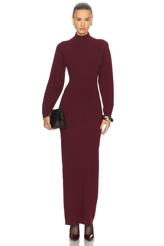 Helsa Matte Jersey Open Back Dress in Cabernet | FWRD