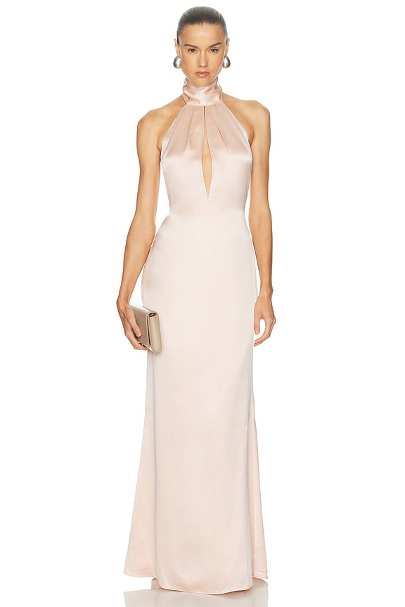 halter sage green dress Sage Green Halter Chiffon Bridesmaid Maxi Dress