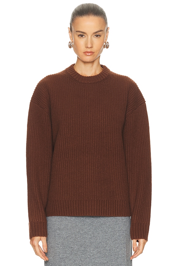 alo Accolade Crew Neck Pullover Sweatshirt in Espresso | FWRD
