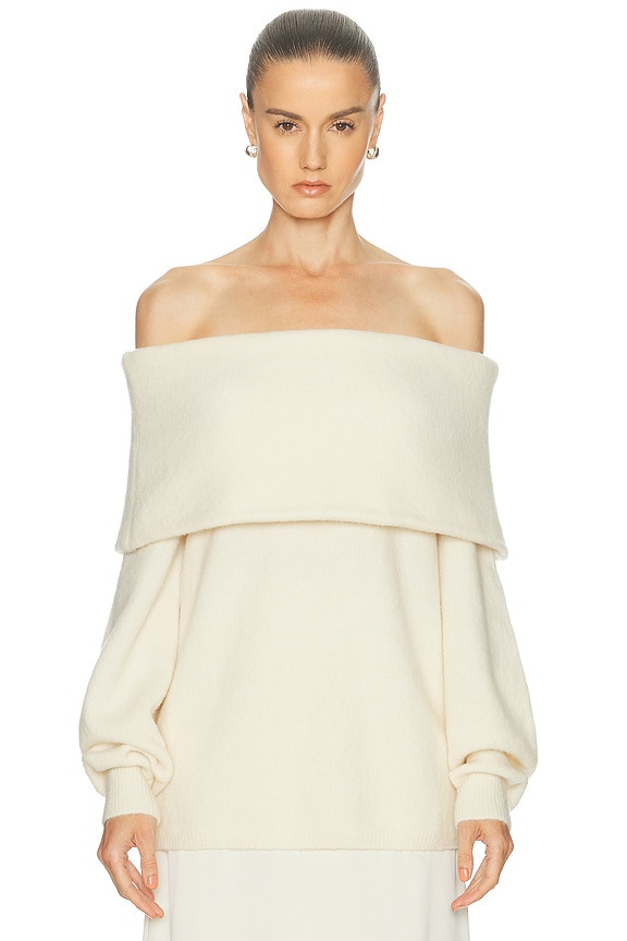 Enza Costa Sweater Knit Slouch Top in Winter White | FWRD
