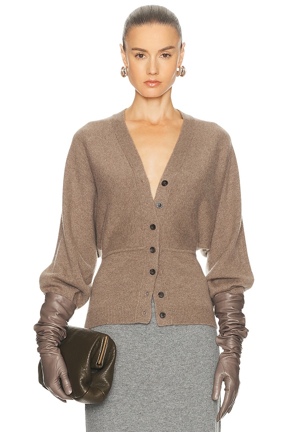 リーファ Lisa Yang Laurina Wrap Cardigan in Truffle | FWRD