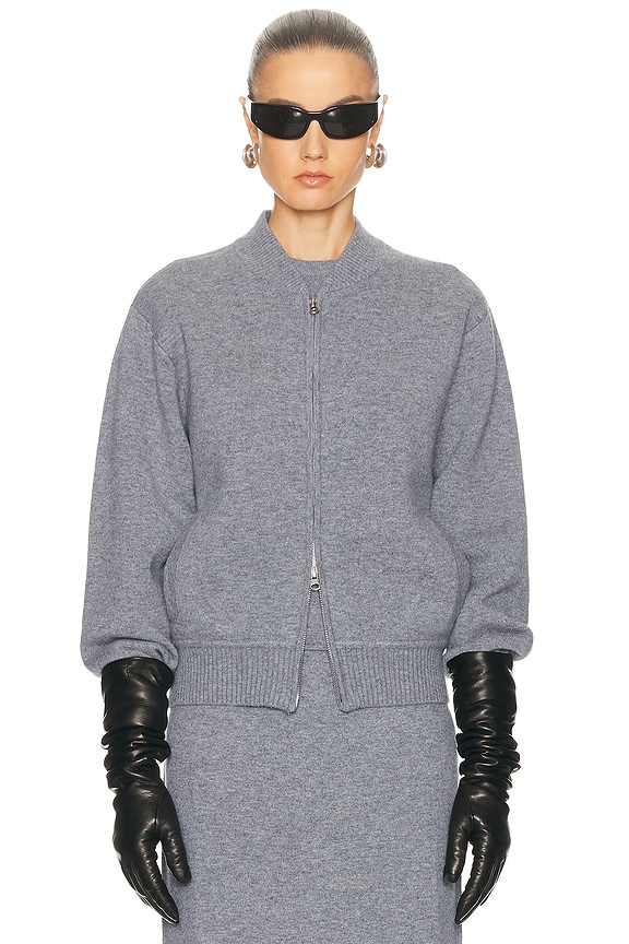 Miu Miu Zip Up Jacket in Grey | FWRD