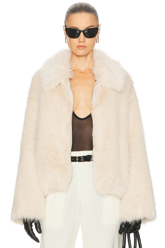 Helmut Lang Faux Fur Coat in Oatmeal | FWRD