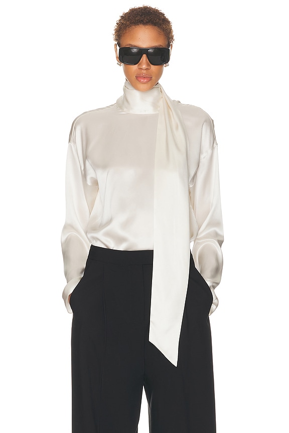 Victoria Beckham Bishop Sleeve Detail Top in Off White | FWRD