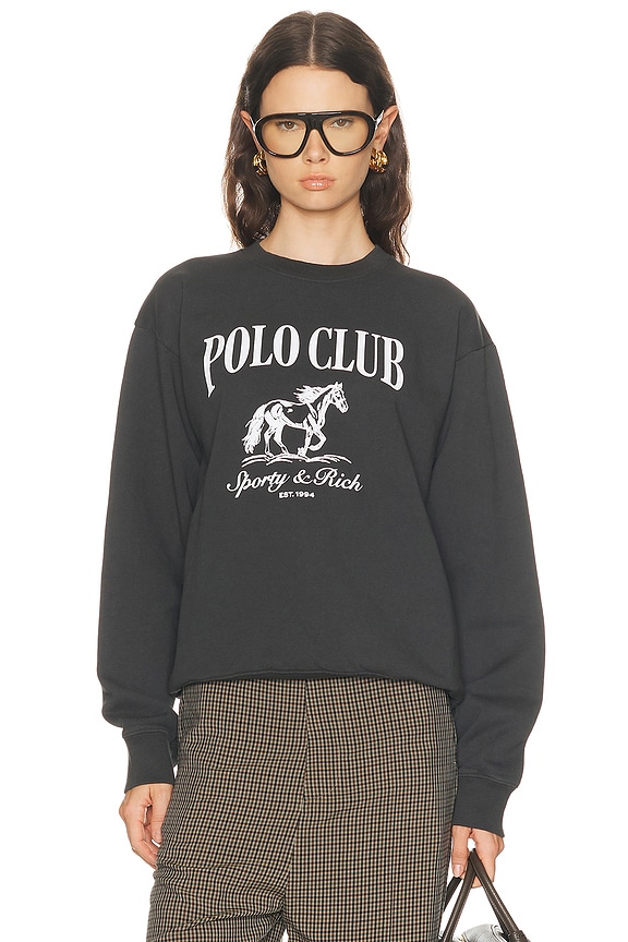 R13 NYFC Oversized Crewneck Sweatshirt in Acid Black | FWRD